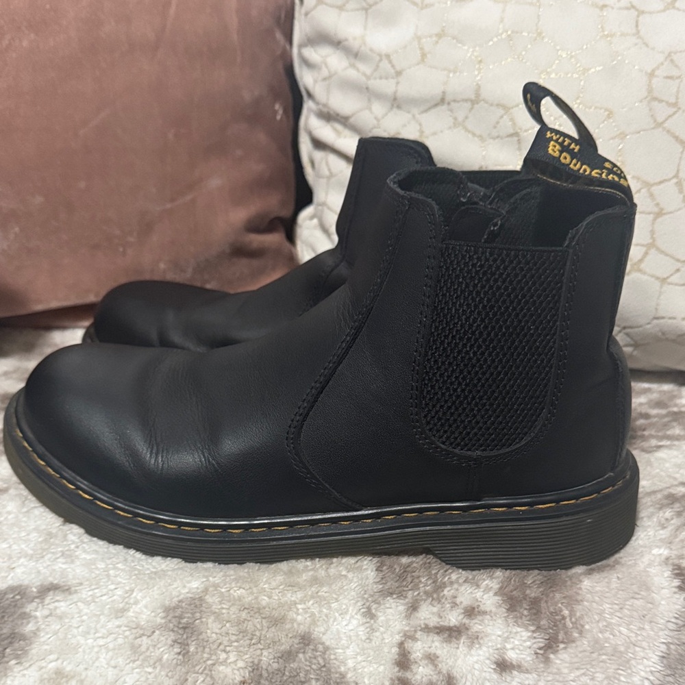 Dr. Martens Black Leather Slip-On Boots